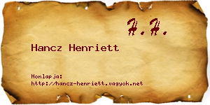 Hancz Henriett névjegykártya
